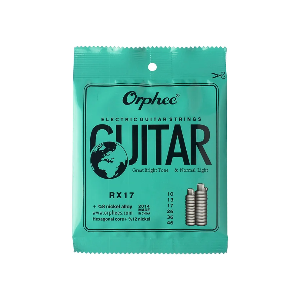 RX17 010 inch Orphee 6-ой Электрогитары струны Никель сплава шестиугольная Ядро 009 010 011 дюймов RX15 RX17 RX19 гитары Запчасти и аксессуары - Color: RX17 010 inch
