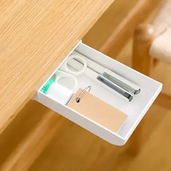 

1PCS Table Storage Box Pencil Tray Self Stick Under Desk Holder Up Pen Storage Drawer Organizer Set
