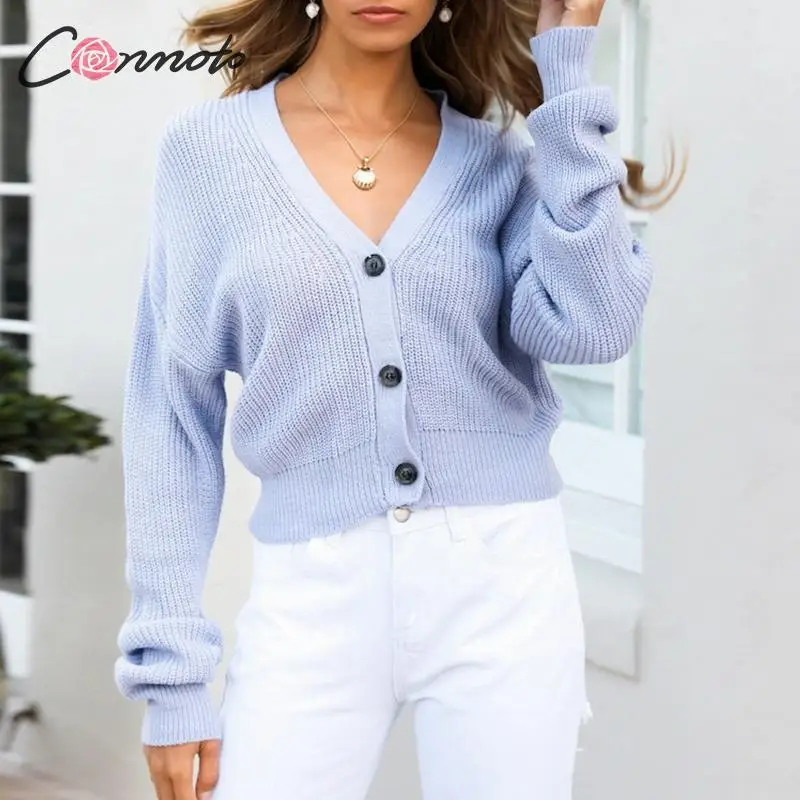 Conmoto autumn winter 2019 plus size cardigan women solid button sweater knitted ladies casual cardigans |