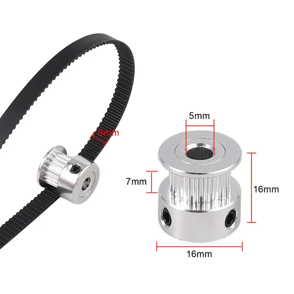 PROSTER 8 pcs GT2 Pulley 16 Teeth 20 Teeth Bore 5mm + 5m GT2 Timing Belt For 3D Printer Part RepRap