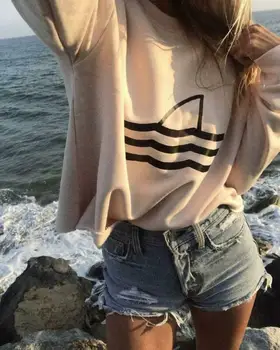 

Womens Long Sleeve Hoodies Autumn Long Sleeve Ladies Sweatshirt Print Casual Hooded Pullover Jumper Tops 2019 New