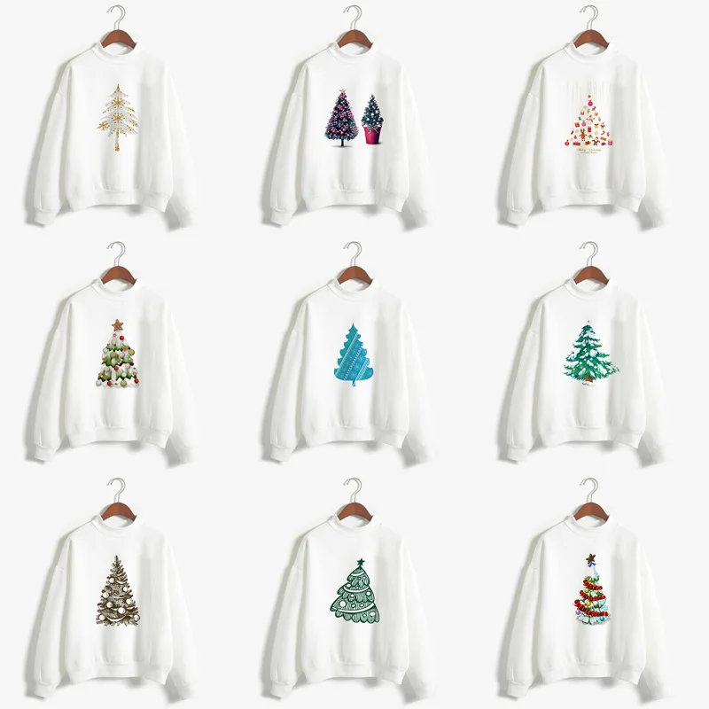

Christmas Tree Sweatshirts Hoodies Women 2019 Printing Long Sleeve Tracksuit Female Knitted Sweater Casual Basic Pullovers Tops