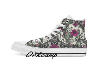 

Victorian Gothic Lace skull Custom Casual High Top lace-up Canvas shoes sneakers Drop shipping
