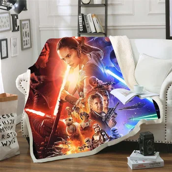 

Star Wars Funny Character Blanket 3D Print Sherpa Blanket on Bed Home Textiles Dreamlike Style 04