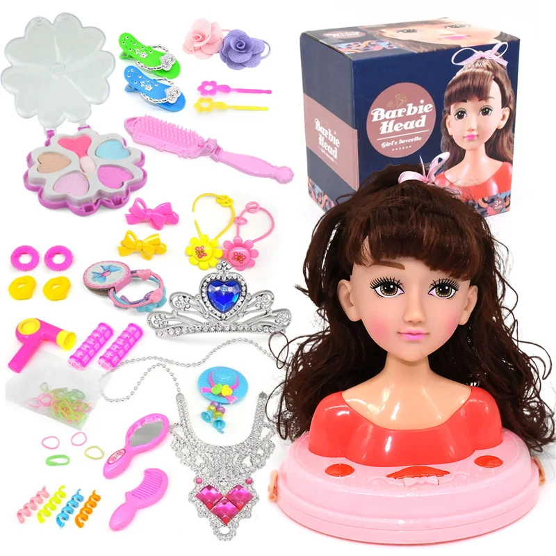 Cabeça de boneca de maquiagem - Tocar Maquiagem Cabeça de Boneca Com  Secador de Cabelo,Boneca de maquiagem de cabelo fingir jogar conjunto de  cosméticos acessórios de boneca de beleza estilo Generic 