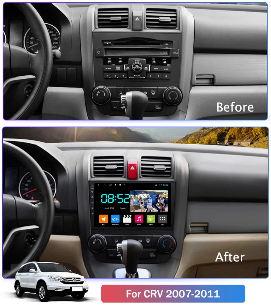 Android 8,1 автомобильный DVD 1din мультимедийная Navi система для Honda CRV 2007-2011 Автомобильный gps навигатор стерео головное устройство BT SWC wifi