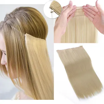 

Snoilite 16" 20" 24" long straight halo hair extenion no clip in hair synthetic Invisible Hidden Secret Wire hair for women