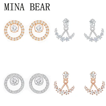 

MINA BEAR SWA 2019 Moonsun Collection Gold Silver Exquisite Moon Star Perforation Stud Earrings 5486351 5508832 Women best gift
