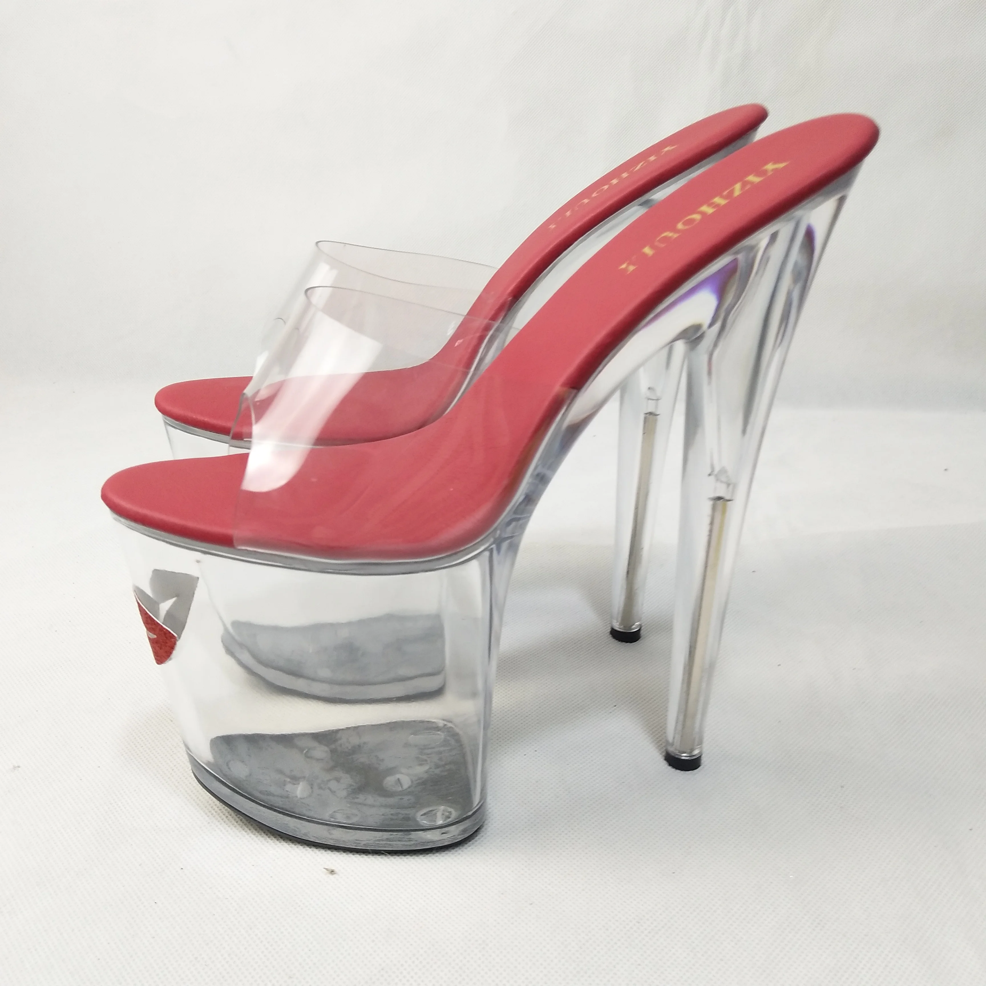 20cm Heelpieces White Gorgeous Rhinestone High Heels Wedding Women Platform Slippers 8 Inch Unusual Hand Made High Heel Shoes