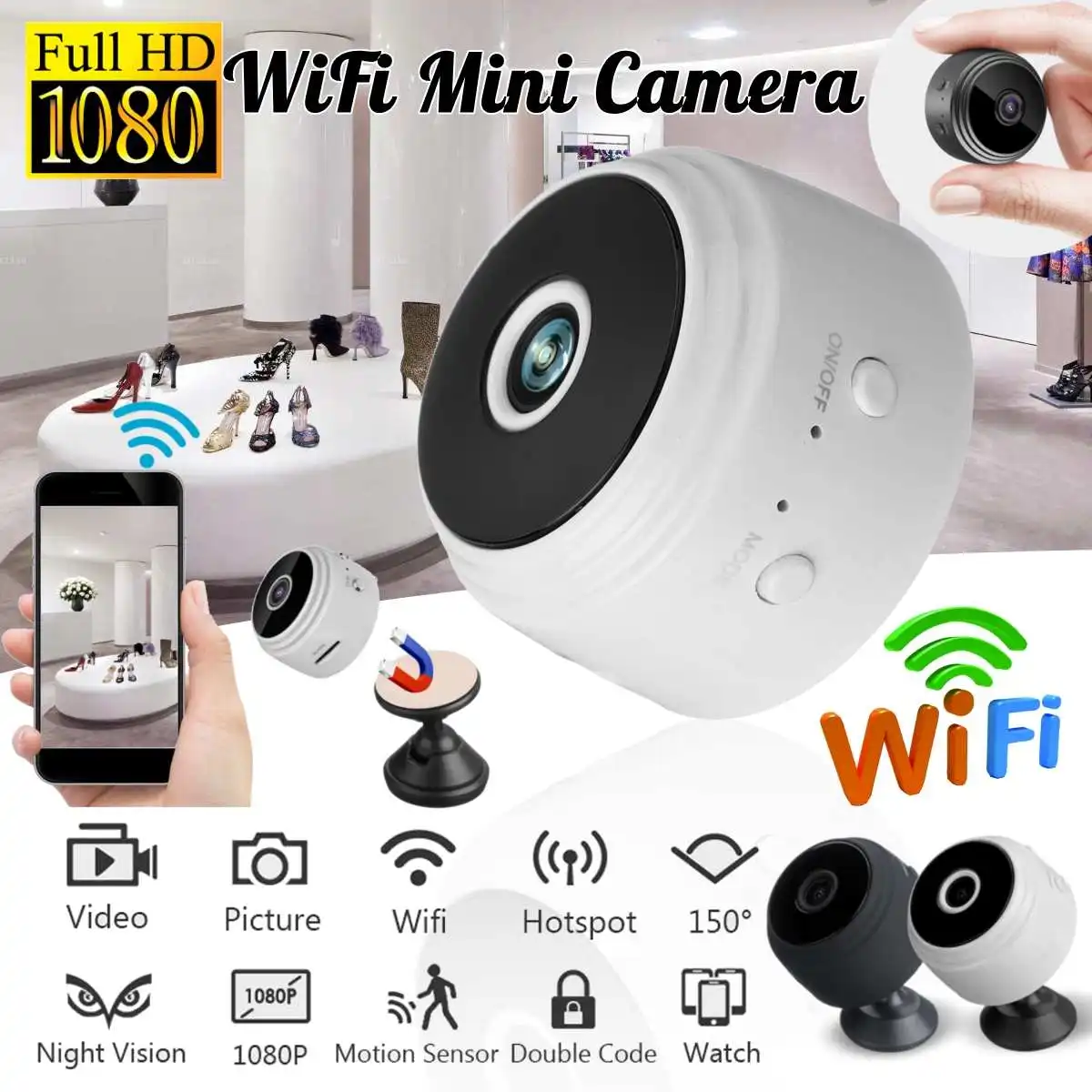 

Home Security MINI WIFI 1080P IP Camera Wireless Small CCTV Infrared Night Vision Motion Detection SD Card Slot Audio APP
