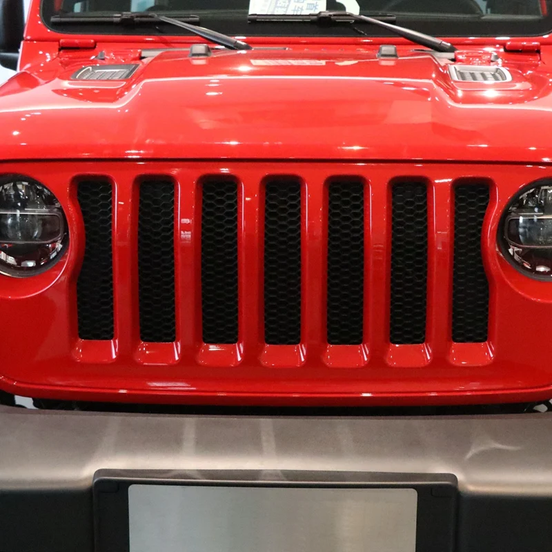 7PCS JL Front Grill Inserts Kit , Grill Net Cover Trim for Jeep