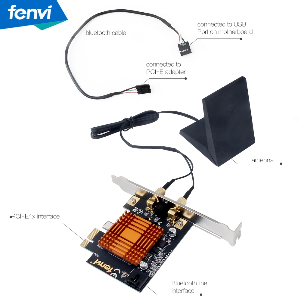 Fenvi 1200 Мбит/с двухдиапазонный PCI-E беспроводная сеть беспроводной адаптер для настольного компьютера 802.11AC WiFi адаптер Intel беспроводной адаптер с Bluetooth