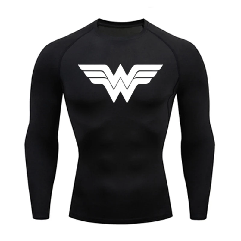 Wonder Woman, термобелье для мужчин, мужская термо одежда, кальсоны, наборы, Термо Колготки, зимнее компрессионное нижнее белье, быстросохнущее - Color: SHIRTS