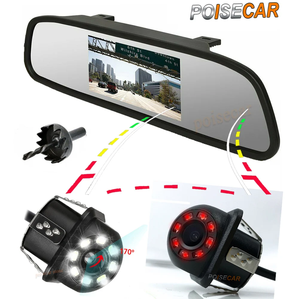 

POISECAR 5 "ЖК-дисплей автомобильный монитор ночного Visio динамический траектории Камера парковки задним ходом Камера для парковки заднего вида монитор Системы
