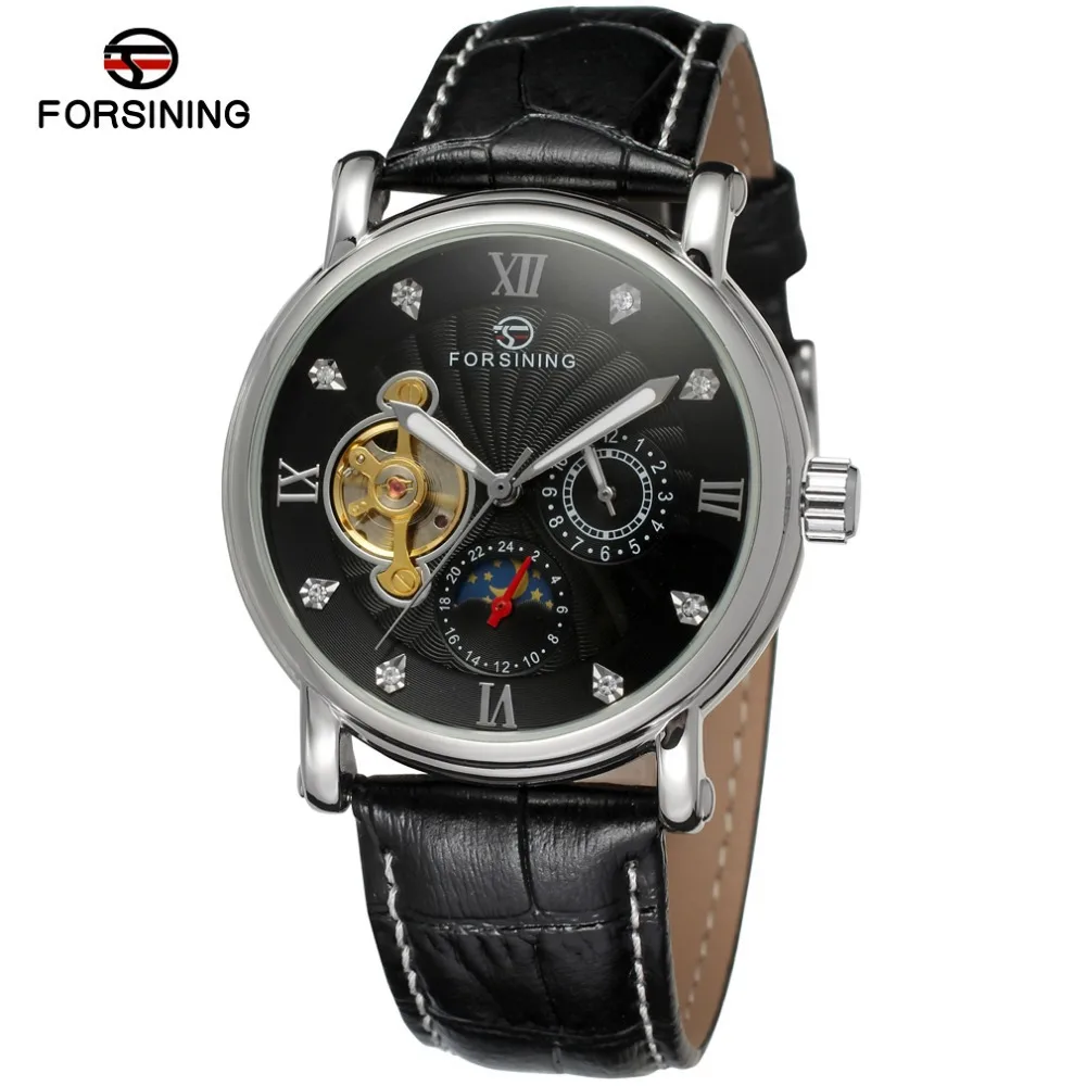

Forsining Fashion Casual Tourbillon Moon And Stars Fully Automatic Analog Watch