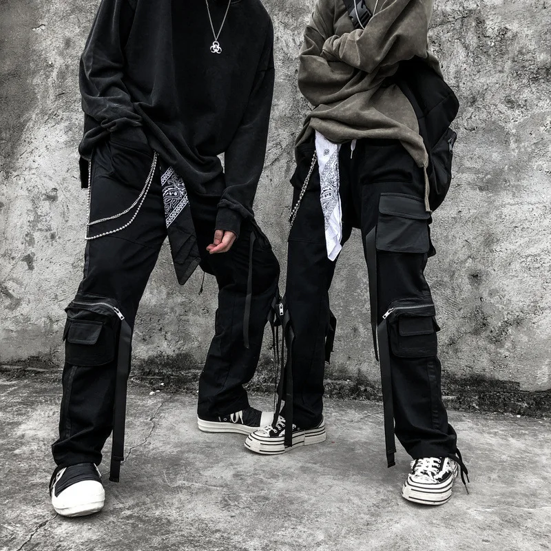 April MOMO Men Spring Autumn Cargo Pants Trousers Sweatpants Streetwear Male Casual Fashion Loose Style Hip Hop Pants Men