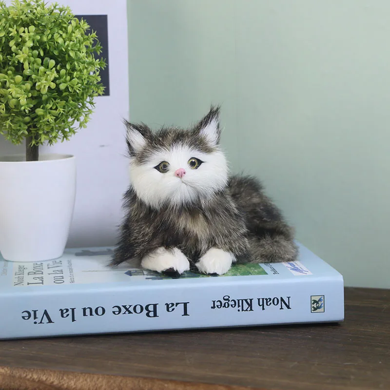 BROWN Новинка, трехцветная игрушечная кошка, украшение для рабочего стола, аксессуары для дома, кожаные волосы для детей, Рождественский креативный подарок - Цвет: BROWN