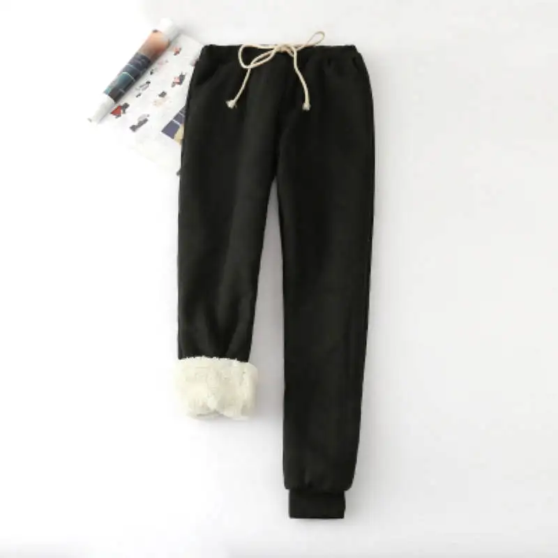 Warm Winter Pants Women Thick Cashmere Pants Casual Loose Warm Fleece