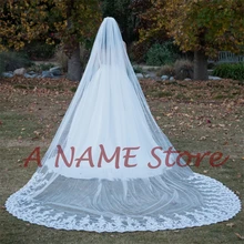 3,5 м, 5 м, Длинные свадебные фаты для невест, фатиновая вуаль для невесты с гребнем, Velo de Novia, вуаль для свадьбы, с аппликацией по краям