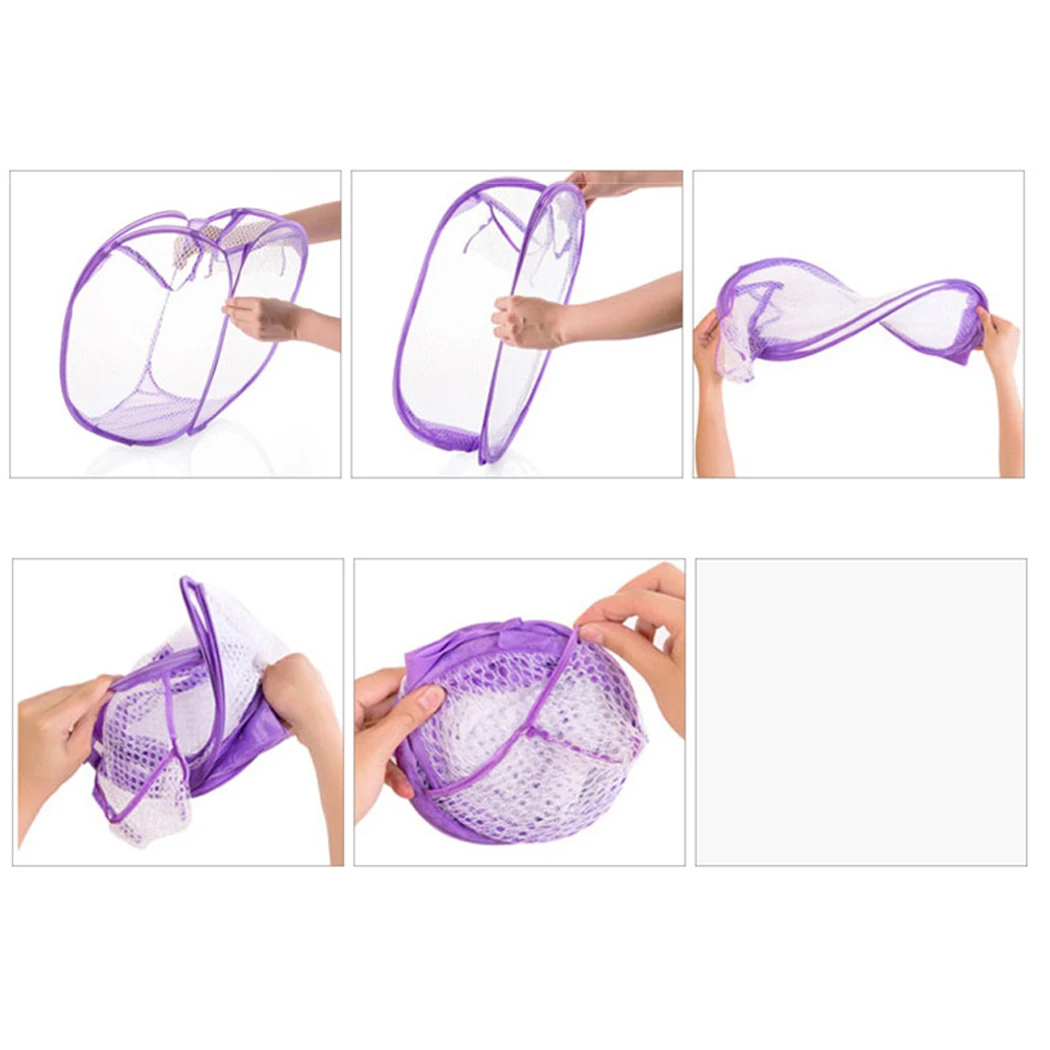 1PC Mesh Laundry Hamper Foldable Breathable Clothes Bin Towels Bags Toys Basket Household Versatile Sundries Storage Organizer
