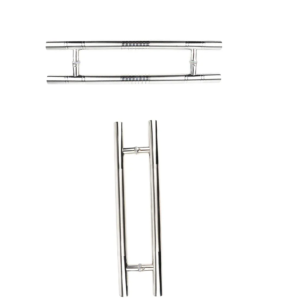 Entrance Glass Wood Gate Stainless Steel Back to Back Pull Push Door Handles H-Shape Door Handrails for Home, Shops