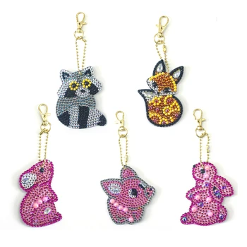 

2020 New Design Animal Mini Acrylic Diamond Keyring 5pcs Free Shipping Diy Diamond Mosaic Custom Diamond Painting YSK062