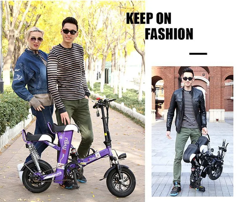 Electric Bikes Adults 2 Wheeled Electric Bicycles 12 Inch Max Range 100KM 48V 400W Mini Portable Foldable Electric Scooter (15)