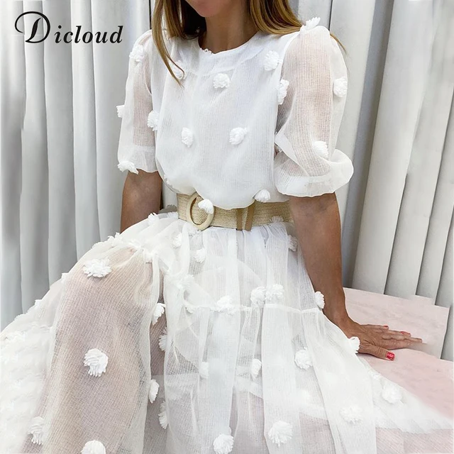 DICLOUD Boho White Long Dress Women Summer Elegant Wedding Party Beach Midi Clothes Ladies Fairy Maternity Dress 2021 1