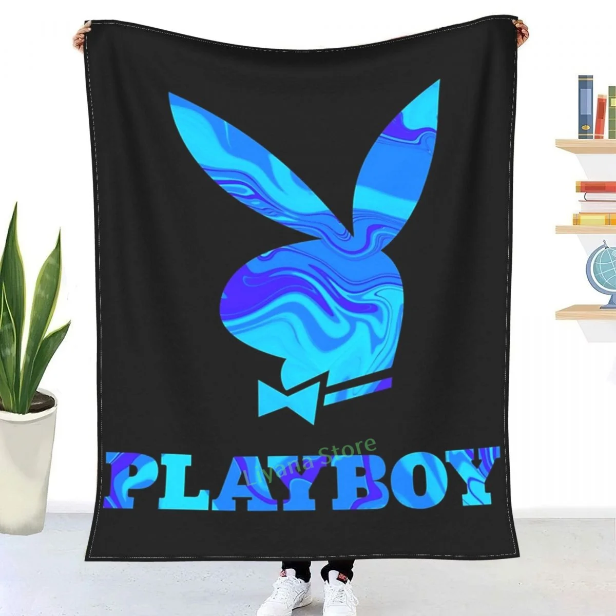 Playboy Bunny эстетичное жидкое крутое синее одеяло Y2k с 3D принтом для дивана спальни