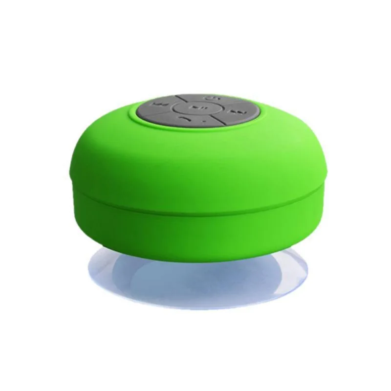 Мини беспроводной Bluetooth динамик "Hands Free" водонепроницаемый автомобильный ванной офис пляж стерео сабвуфер музыка громкий динамик с всасыванием - Цвет: Зеленый