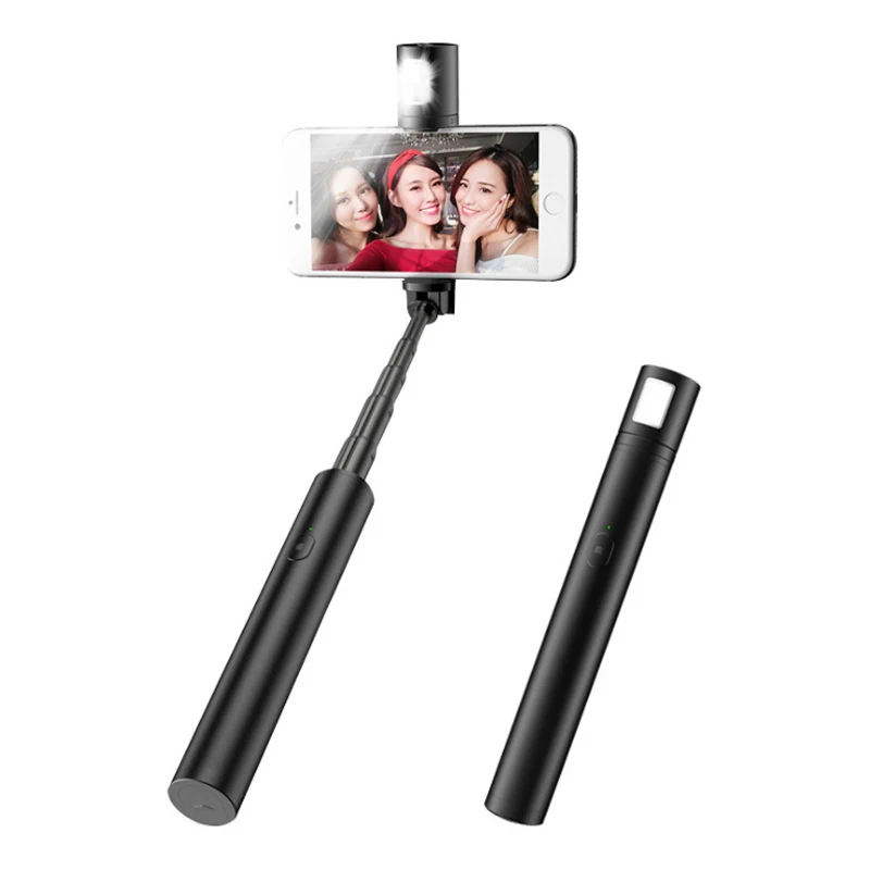 Protable Mini Bluetooth Selfie Stick with LED Fill Light for iPhone 11 Pro max, iPhone xr, Samsung HuaWei XiaoMi