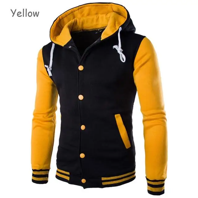W69 yellow Осенне-зимние Брендовые однотонные толстовки для мужчин, разноцветные высококачественные модные мужские толстовки с капюшоном, утолщенные мужские толстовки с капюшоном - Цвет: W69 yellow