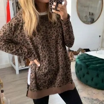 

2019 Autumn Leopard Sweatshirt Women Long Sleeve Sweatshirt Pullovers Hoodies Sweatshirt Female Hoody Ladies