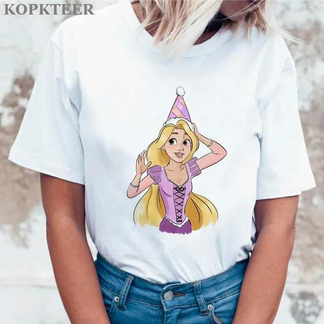 Женская летняя футболка с графическим принтом, Женская забавная принцесса, Vogue, Harajuku, корейские топы, Kawaii, уличная одежда, Camiseta Mujer