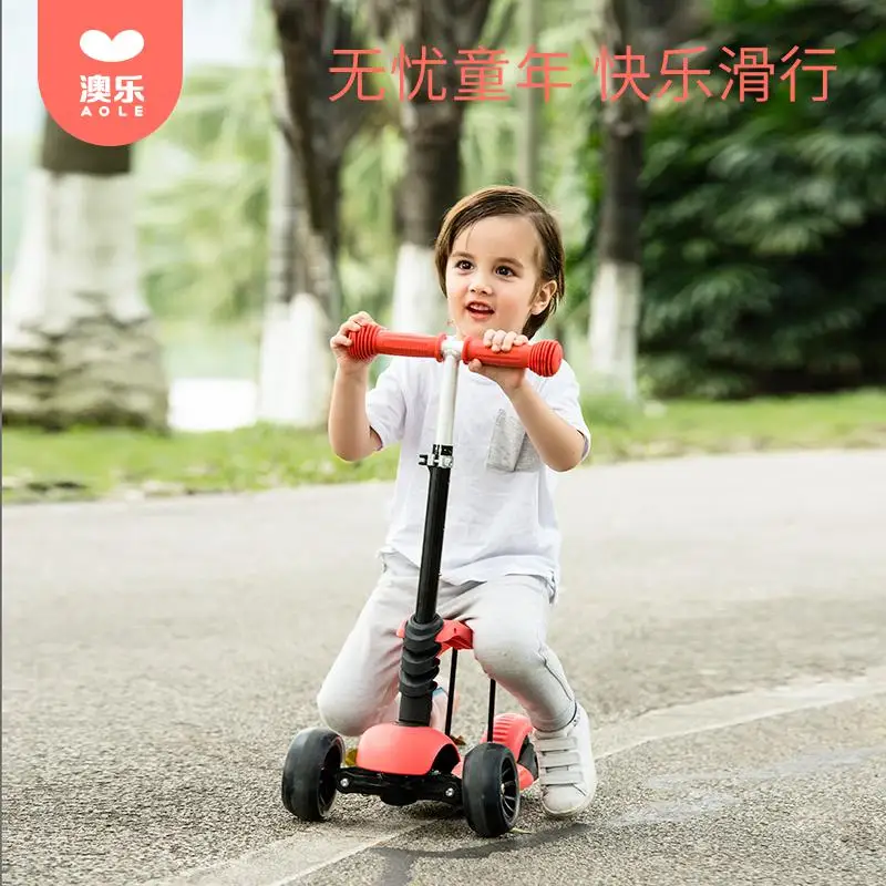 Red Детский скутер для девочек 1-3 лет, для начинающих, для катания на коньках, с педальным колесом для мальчиков - Цвет: Red
