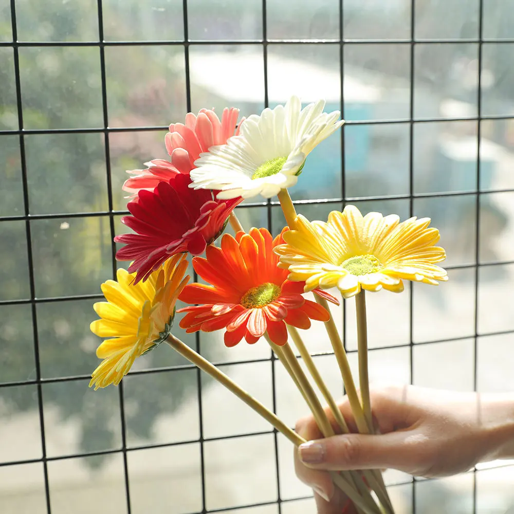 

10PCS Decor Wreath Branch Simulation PU Gerbera Flower Wedding Decoration Home Living Room Aritificial Sun Flowers Farm House