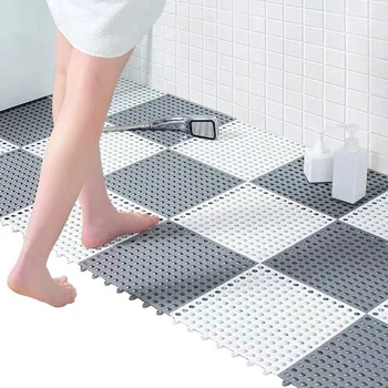 

30x30cm DIY Bathroom Mat Carpet Rub Feet Bath Mat Waterproof Splice Plastic Rug Non-Slip Hollow Mesh Drain Home Decoration