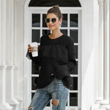 Autumn Winter Casual Female Jumper Woman Sweater Long Sleeve Pullover Flare Sleeve Loose Knitted Sweater New 2020 Pull Femme