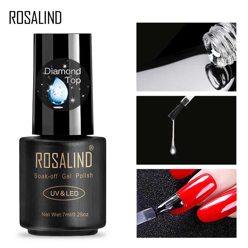 ROSALIND Гель-лак для ногтей Красный бриллиант блестящий гель Полупостоянный УФ все для маникюра гибридные лаки для дизайна ногтей - Цвет: RADTOP