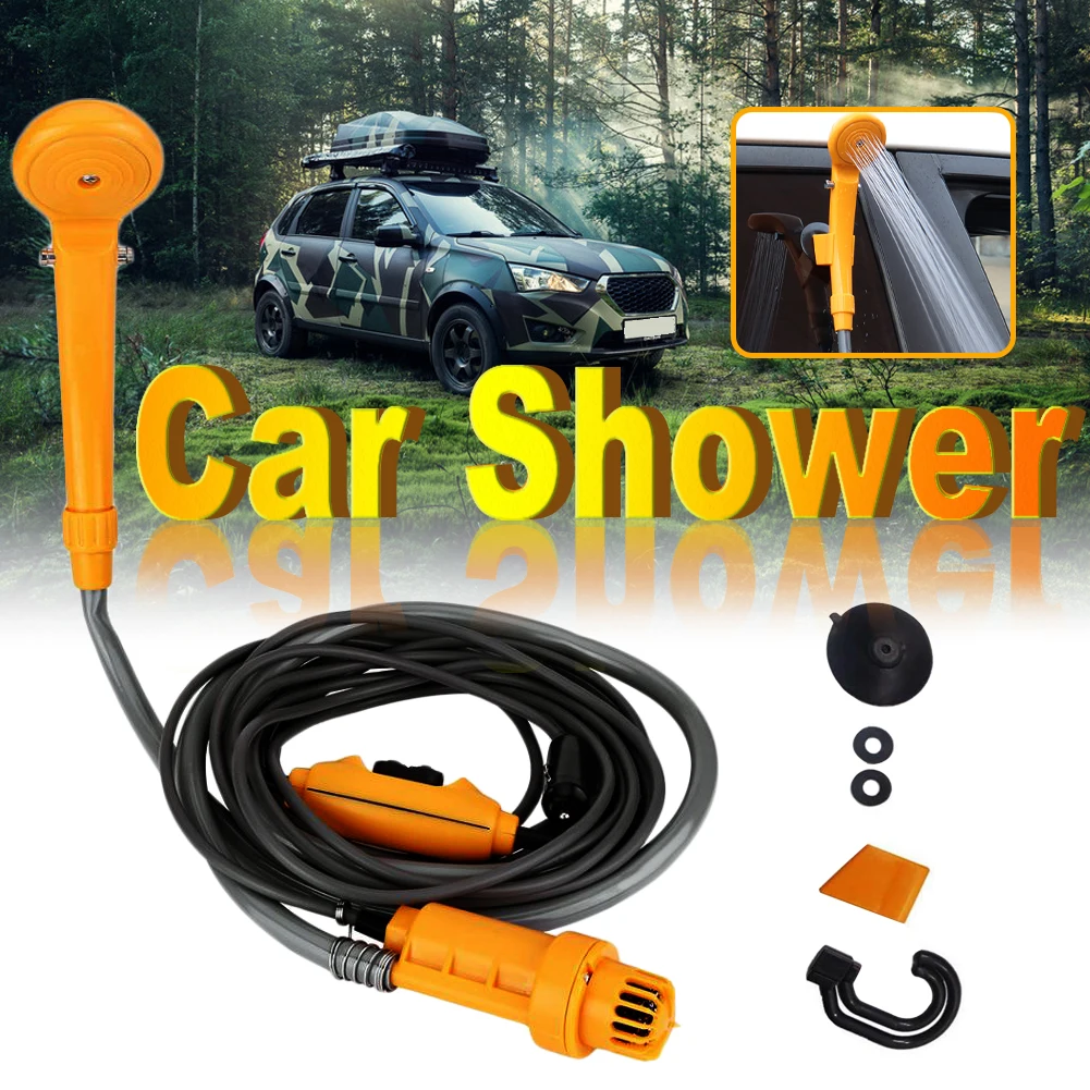 12V Portable Outdoor Automobile Car Shower Set Water Pump Spray Camping L3X1
