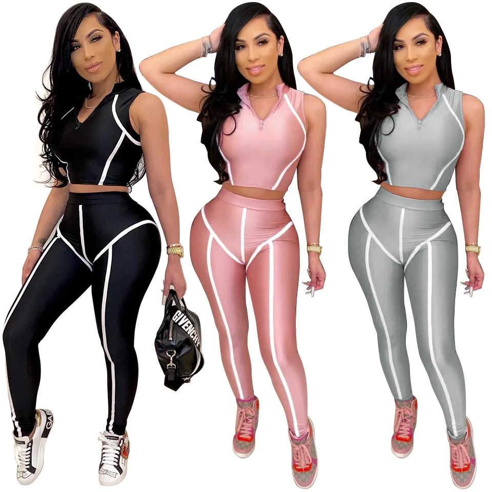 

2020 New Women's Tight Sports Yoga Stitching Striped Suit