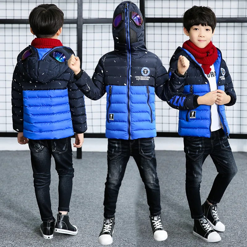 Детская одежда из хлопка новое зимнее стильное толстое хлопковое пальто с капюшоном для мальчиков теплая хлопковая стеганая куртка для больших мальчиков
