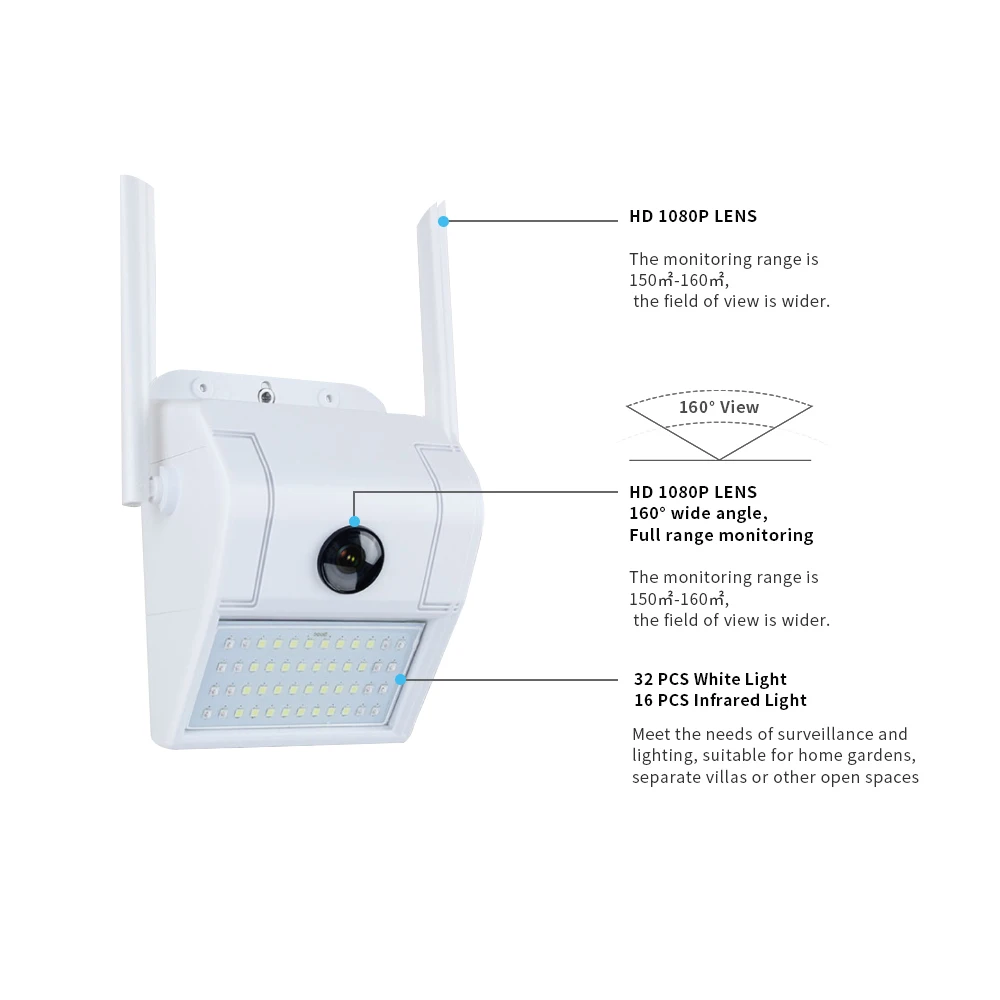 H265 1080P WiFi IP камера Открытый Беспроводной IP66 водонепроницаемый 48 Светодиодный свет ИК Аудио Видео домашний сад CCTV Мониторинг безопасности