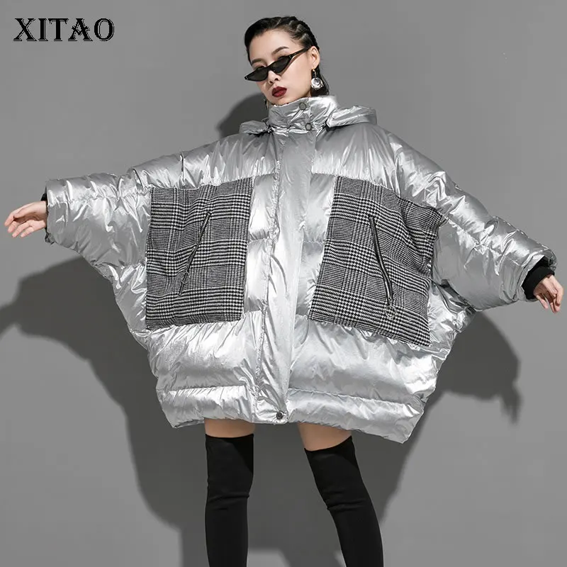 XITAO плюс размер Лоскутная клетчатая парка индивидуальная утолщенная модная с