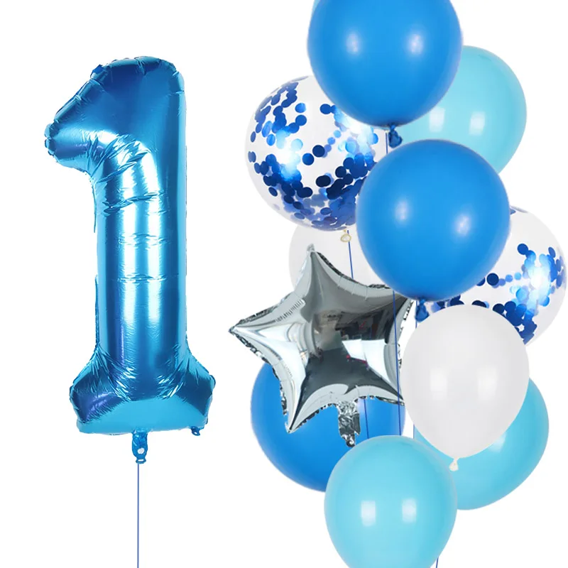 1st 2nd 3rd Birthday Foil Number Balloons Helium Pink Blue Star Confetti Party Ballon Sets Decoration balls for birthday | Дом и сад