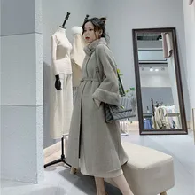 Зимнее пальто женское шерстяное пальто женское натуральное Норковое меховое воротник Корейская длинная куртка для женщин одежда Casaco QA211 YY956