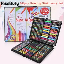 168pcs / Set Drawing Stationery Children's Set Watercolor Pen Pencil Oil Pastel Crayon Powder Eraser Palette Brush Stationery