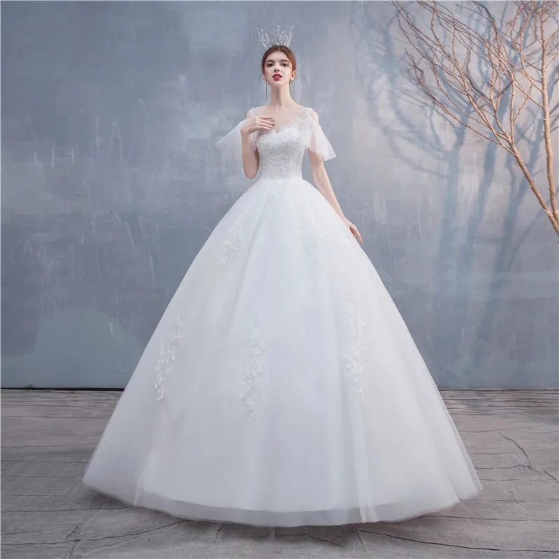 

Ezkuntza 2023 New Sexy V Neck Flare Sleeve Slim Simple Wedding Dress For Women Beautiful Lace Plus Size Fashion Vestido De Noiva