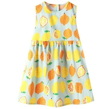 Летнее платье с цветочным рисунком для девочек; Детские платья с фруктовым принтом; платье принцессы феи для девочек; праздничная одежда; Подарочные платья без рукавов для дня рождения