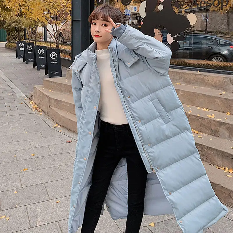 Blue Parka Зимняя куртка, женская одежда, парка с капюшоном, теплый плотный пуховик, хлопковое пальто для женщин, с подкладкой, большие размеры, свободные зимние женские пальто, Q2241 - Цвет: Blue Parka